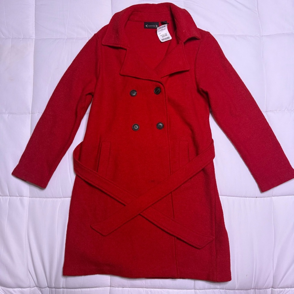 Nanette Lepore Women's Vibrant Red Trench Coat/Detective coat/overcoat